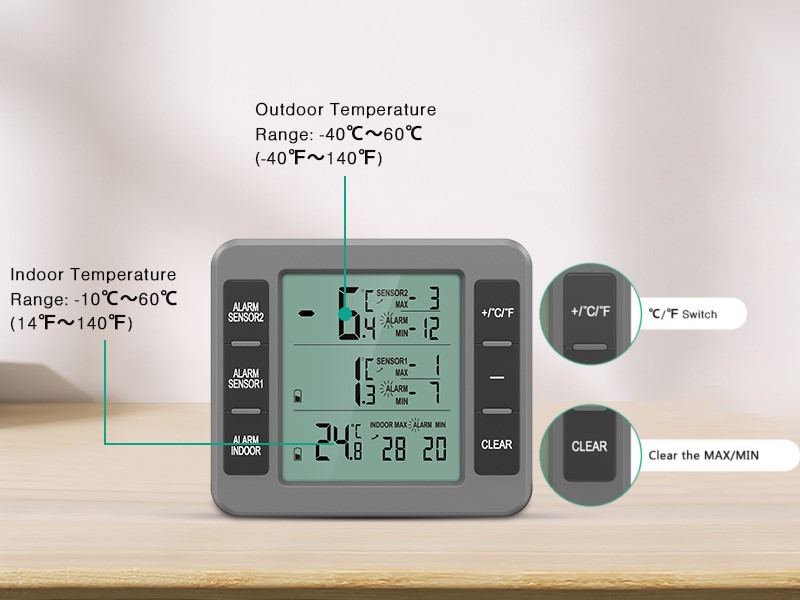 ORIA Refrigerator Thermometer, (New Version) Wireless