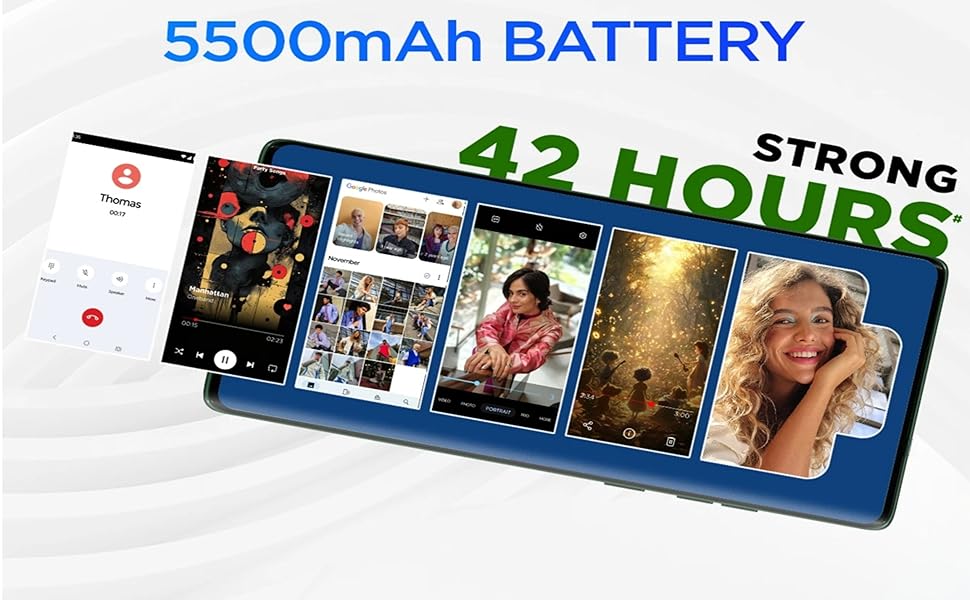 Motorola smartphone with 5500mAh battery, offering up to 42 hours of strong usage