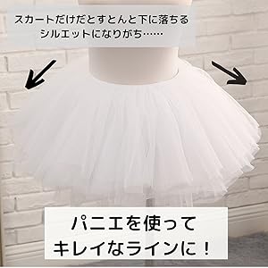 Amazon.co.jp: パニエ ミニ ミニ丈 ワイヤーなし 着丈27cm 6層