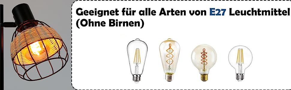 Schwarz E27 Nachttischlampe