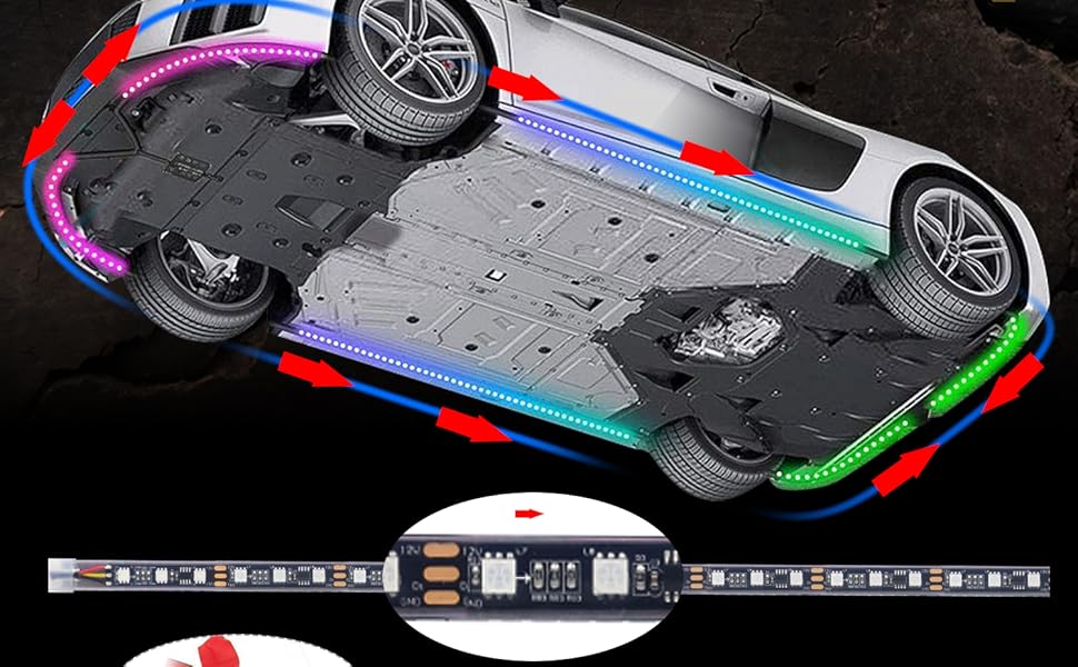 LED Under Car Body Ground Effects Light Kit 4 Flexible