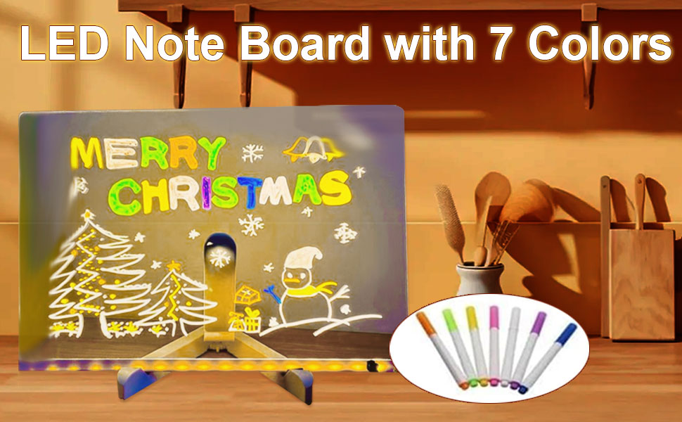 LED Note Board with 7 Colors Pen, 2024 Glowing Acrylic