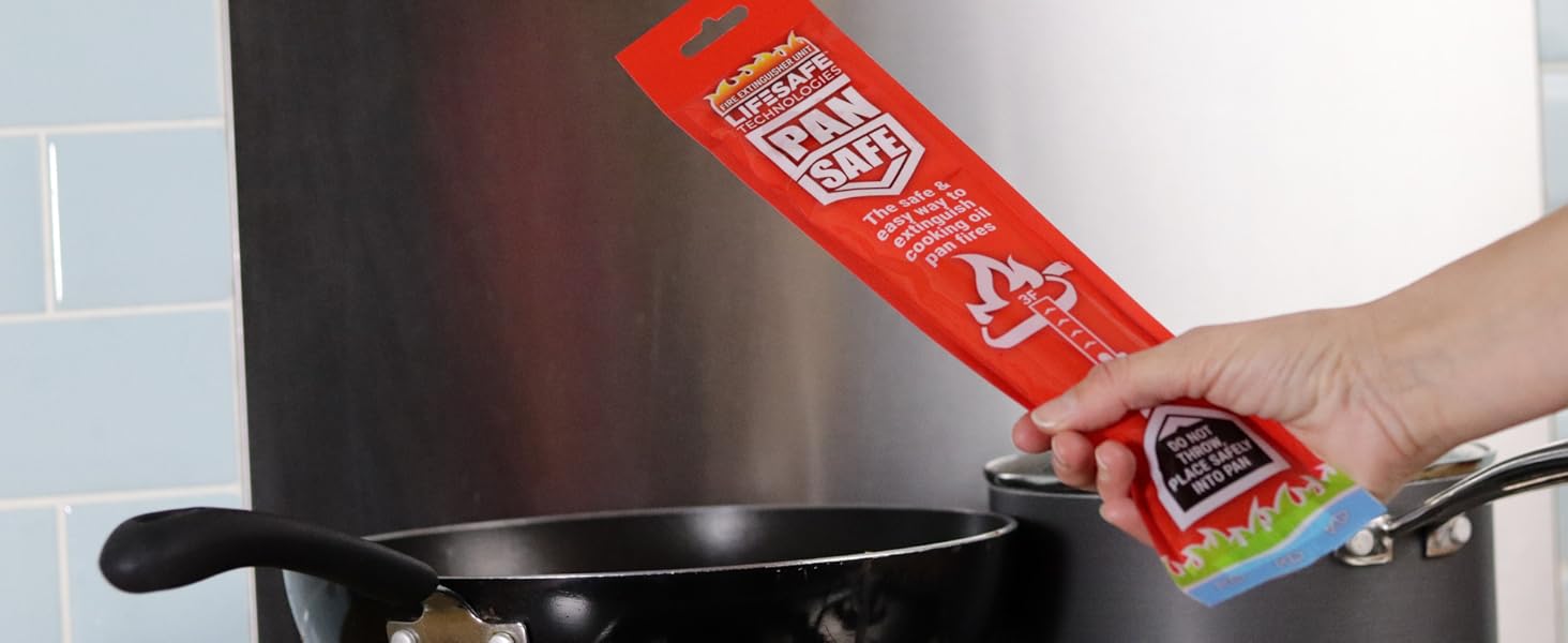 PanSafe Fire Extinguisher Easy and Safe Sachet Extinguishes Dangerous Chip Pan Fires, Wok