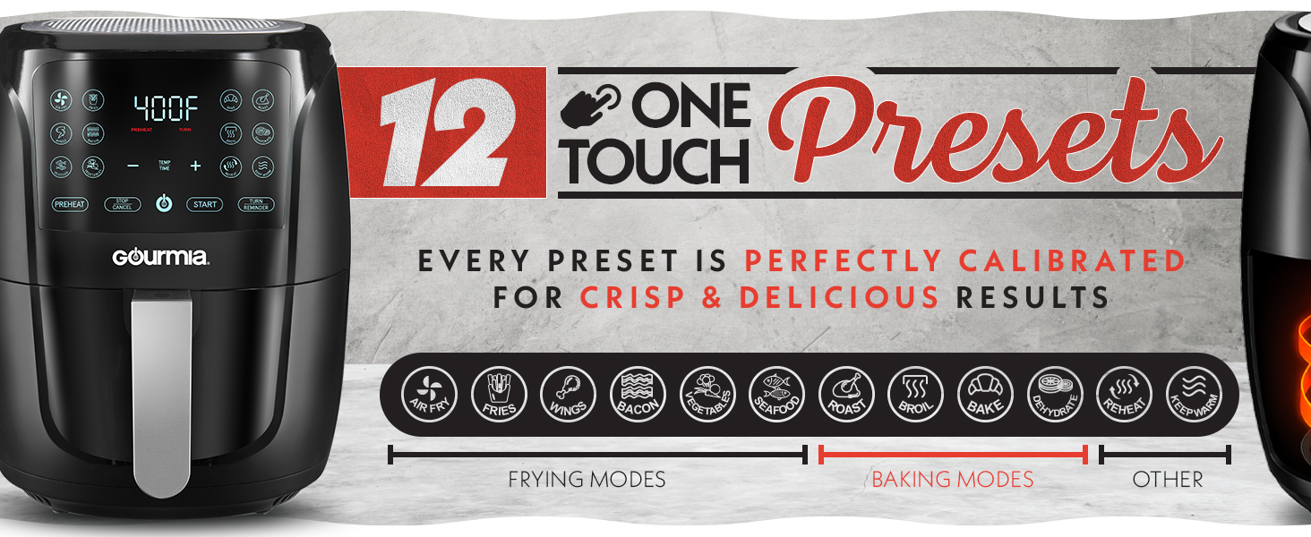 Gourmia 12 Preset one touch air fryer