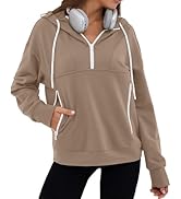 ZAFUL Womens Hoodies Half Zip Up 2025 Fall Fashion Hooded Sweatshirts with Pockets Contrast Pullo...