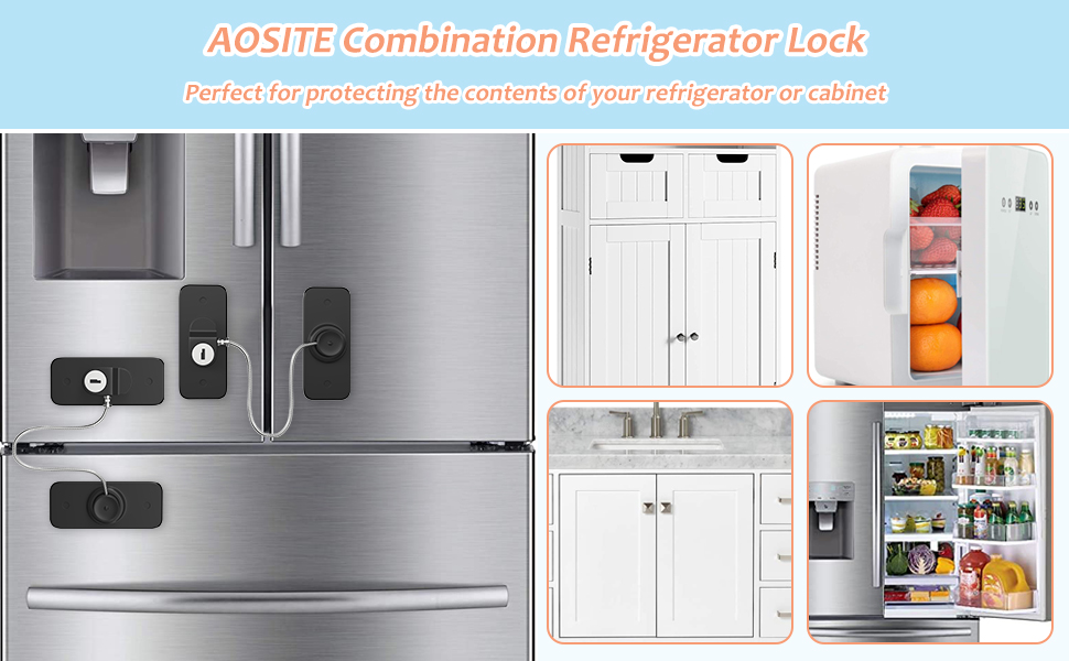 AOSITE Mini Fridge Locks for Kids No Drill Refrigerator