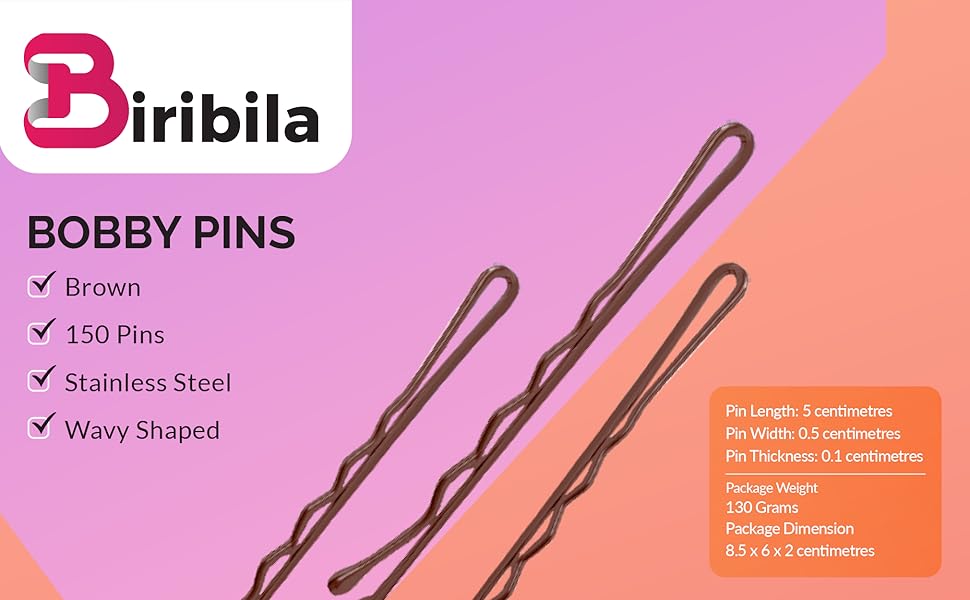 Biribila 150 Pcs Bobby Pins 5cm Long Hair Pins for Women with Storage