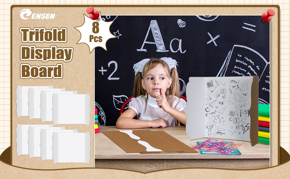 8 Pcs Trifold Poster Board 12 x 22 Inch Trifold Display