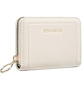 BOSTANTEN Credit Card Holder RFID Leather Small Wallets Woman, Accordion Zipper Card Wallet, Beige