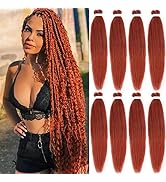 Leeven 30 Inch Ginger Braiding Hair Pre stretched Long Braiding Hair Ombre 8 Packs Professional S...