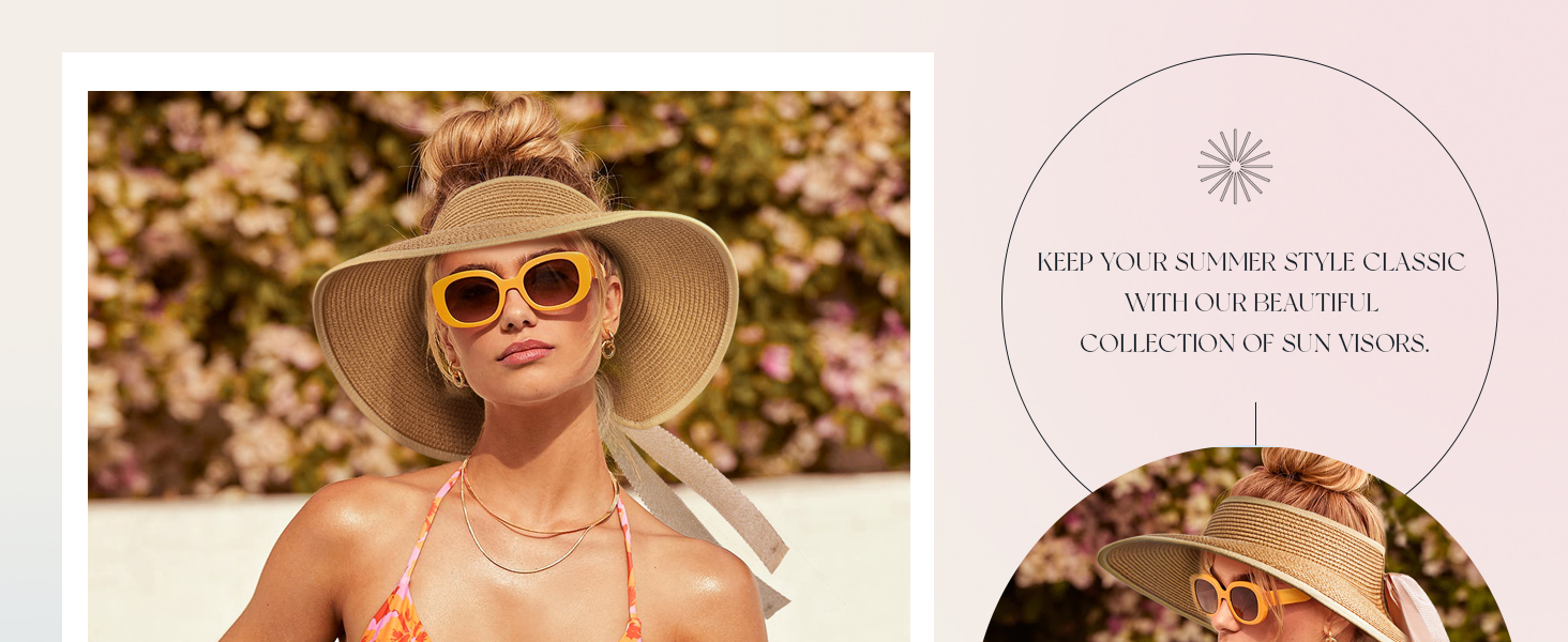 Straw Sun visor hat for women
