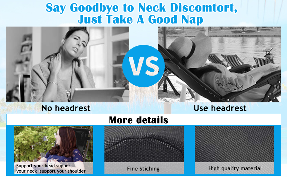 Head Pillow for Lounge Chair Zero Gravity Chair Patio Lawn