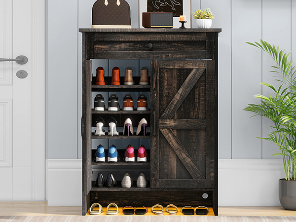 G6 素敵な　収納新王飾り　ワインレッド色　台巾63㎝位　訳あり特価 Amazon.com: DWVO 6-Tier Shoe Cabinet with Doors & Drawer