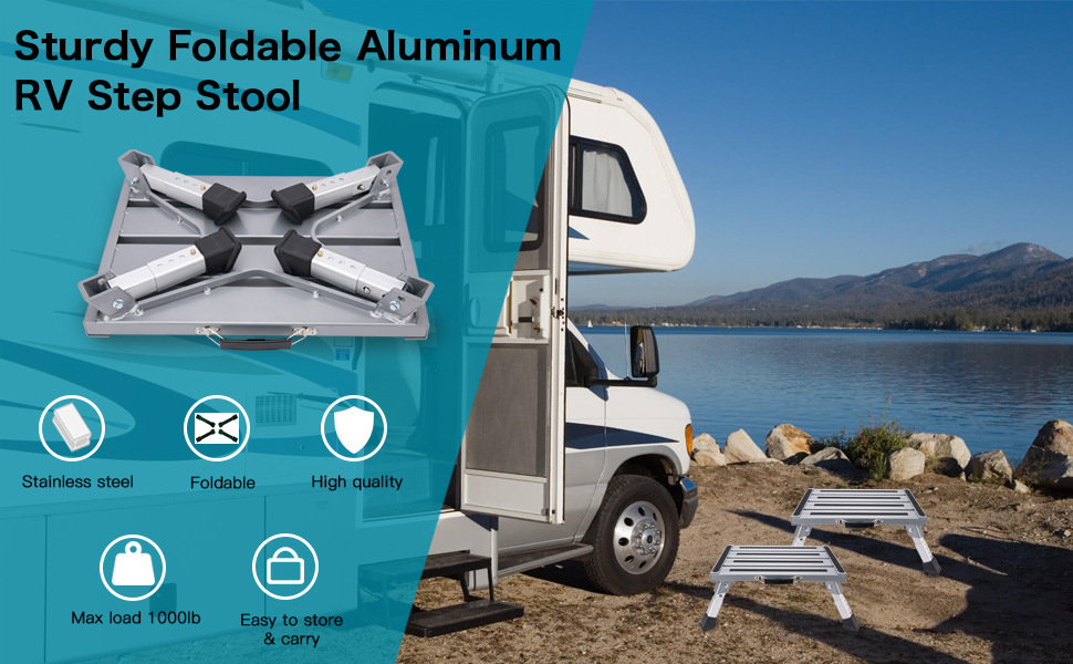 Safety Rv Steps Adjustable Height Step Stool Aluminum