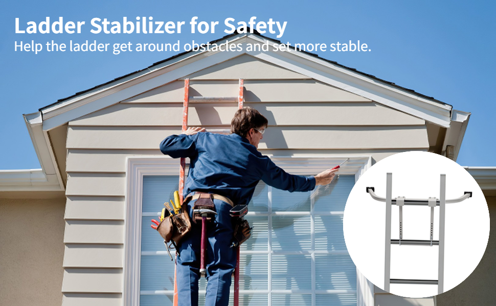 Ladder Stabilizer Accessory for Roof Gutter with Stand, 440lb Heavy