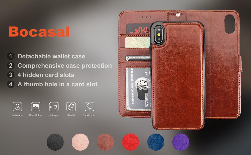 Bocasal iPhone Xr Wallet Case with Card Holder PU Leather