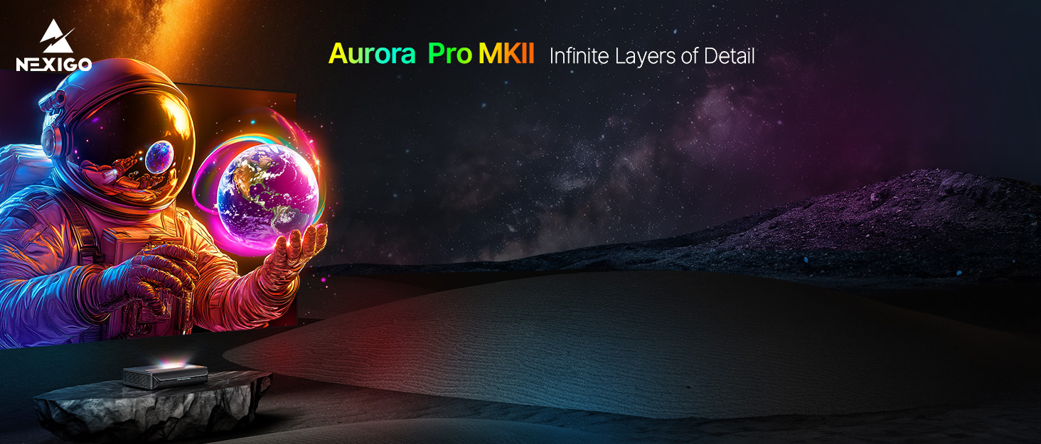 The Aurora Pro MKII is currently displaying stunning 3D visuals.