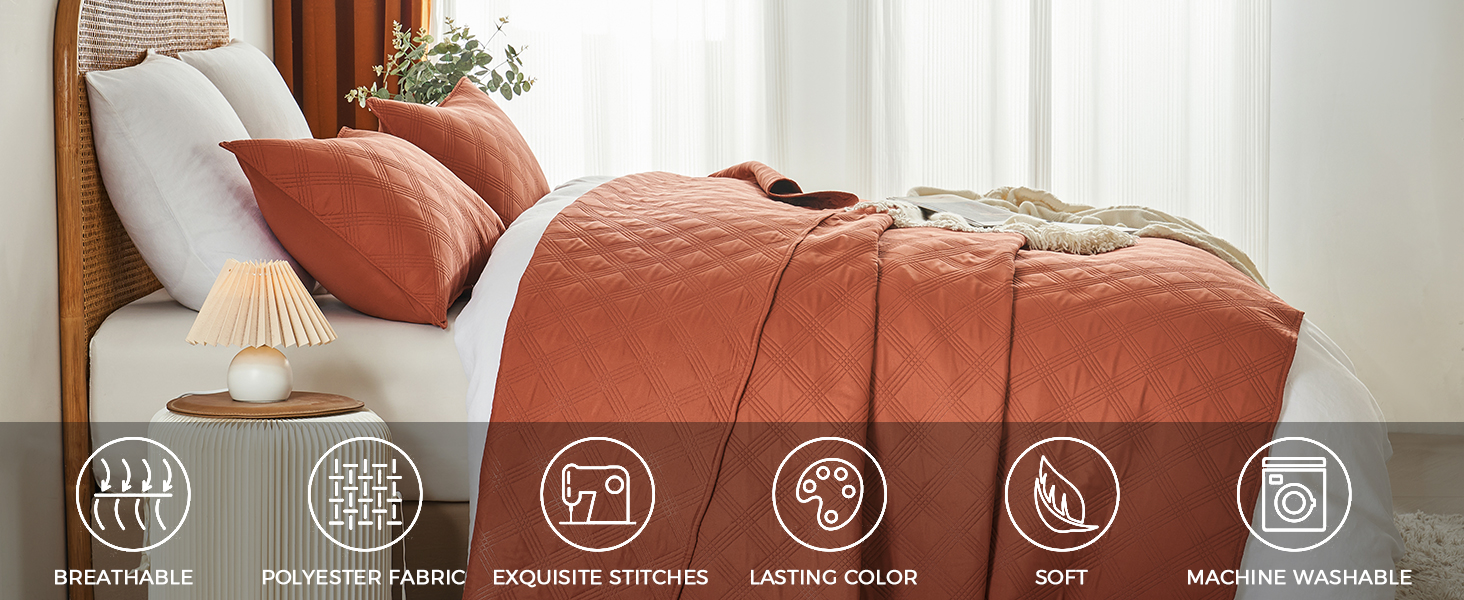 inron Queen Quilt Bedding Set,Soft Ultrasonic Full/Queen