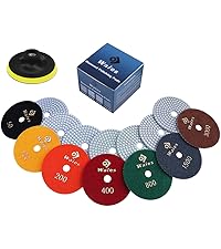 4 Inch Diamond Polishing Pads With 5 /8''-11 Backer Pad, 12PCS Wet