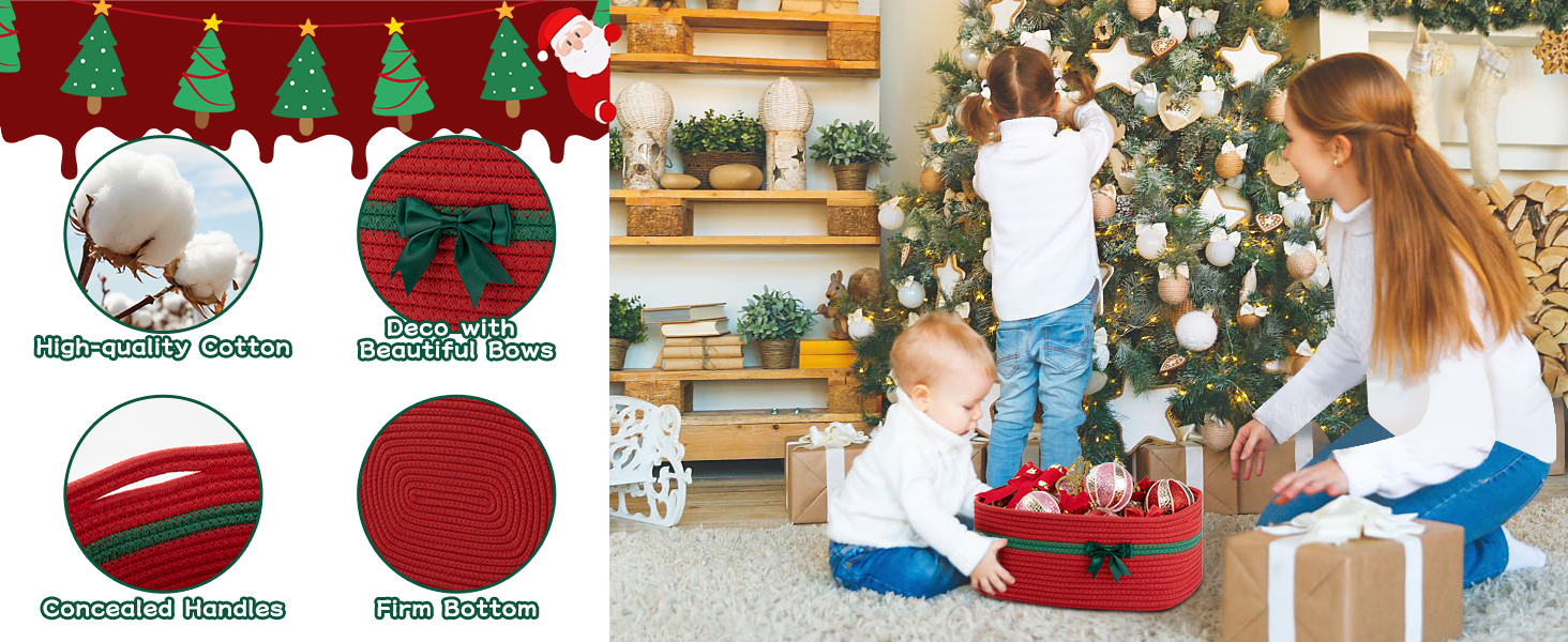 OIAHOMY Christmas Basket, Woven Basket for Gifts Empty with