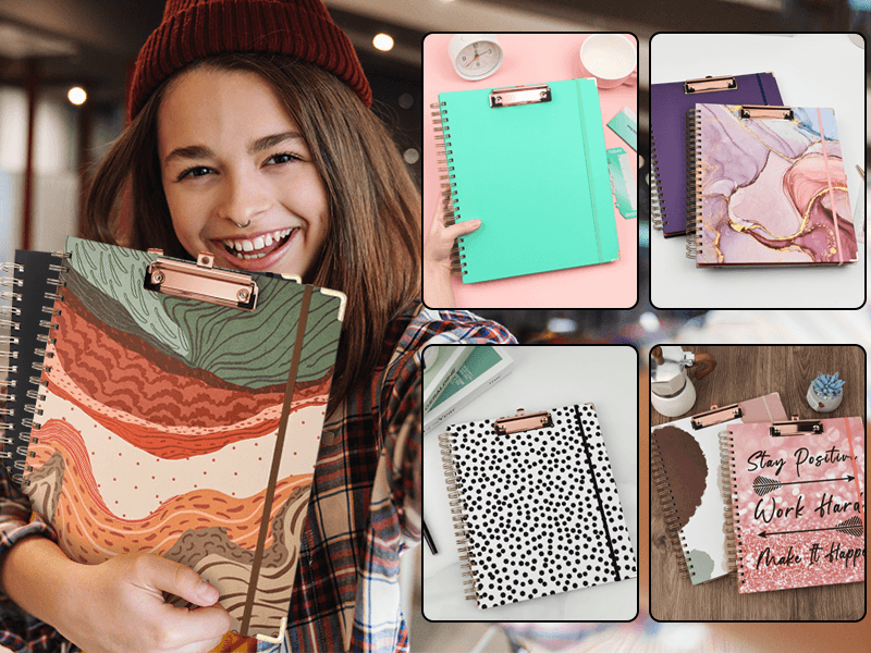 EYROZILL Clipboard with Storage Spiral Journal Notebook