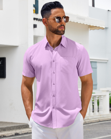 Short Sleeve Button Down Summer Beach Shirt