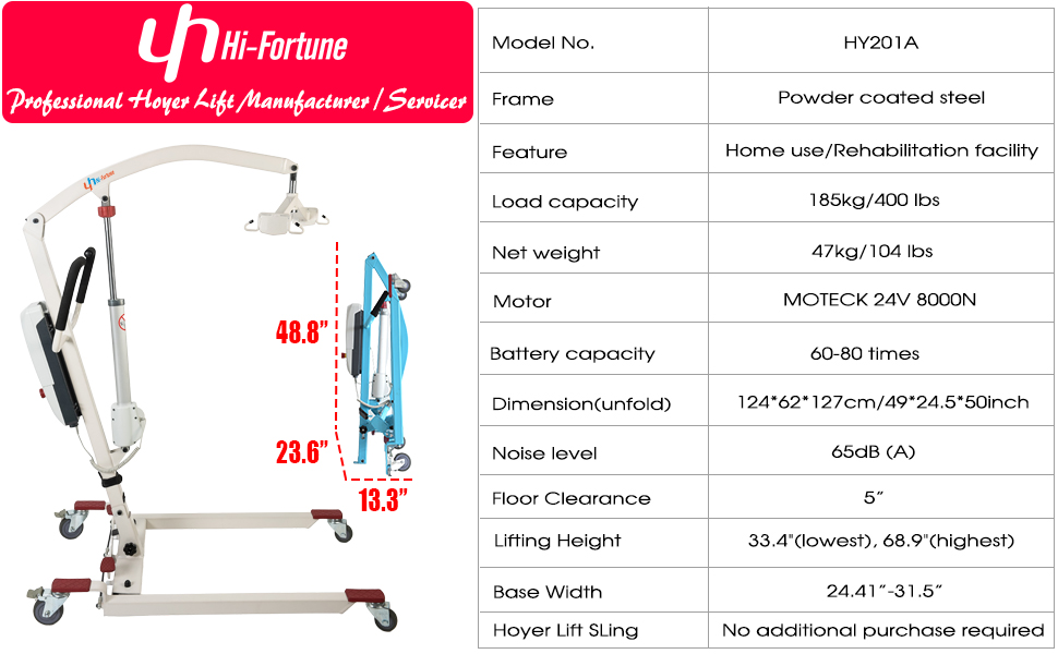 HiFortune Patient Lift Electric Foldable Hydraulic Body