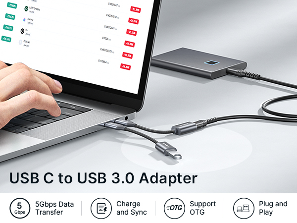 JSAUX USB C to USB 3.0 Adapter [2 Pack], USB C Male to USB Female OTG Cable Adapter Compatible with MacBook Pro/Air, iPhone 18 Pro Max/iPhone Duo‌/Air/17/16/15 Series, Samsung Galaxy S26/S25/S24/S23
