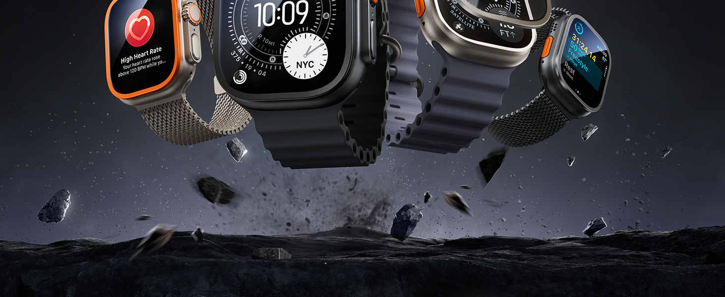 ESR Armorite Screen Protector for Apple Watch Ultra 3 2025 /Ultra 2 /Ultra (49 mm), Military Grade Protection, Tempered Glass Film with Aluminum Alloy Frame, Anti-Scratch, 2 Pack, Black 2 1