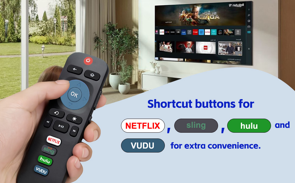 Compatible with Roku remote with 4 shortcut buttons