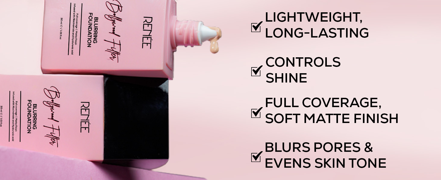 RENEE Blurring Matte Finish Liquid Foundation, Lightweight, Full Coverage 