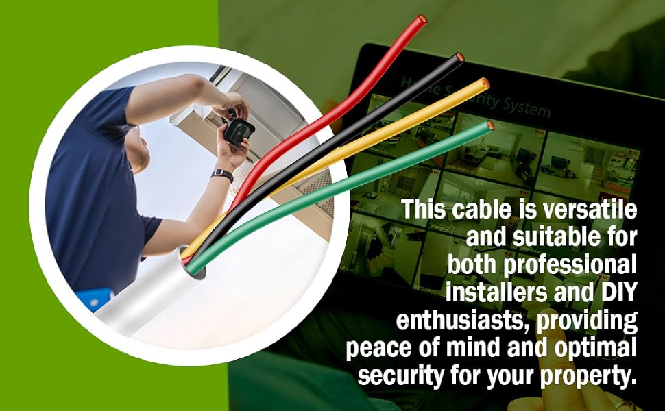 security cable, sensors, keypads, alarm panels, speaker wire, motion detectors,