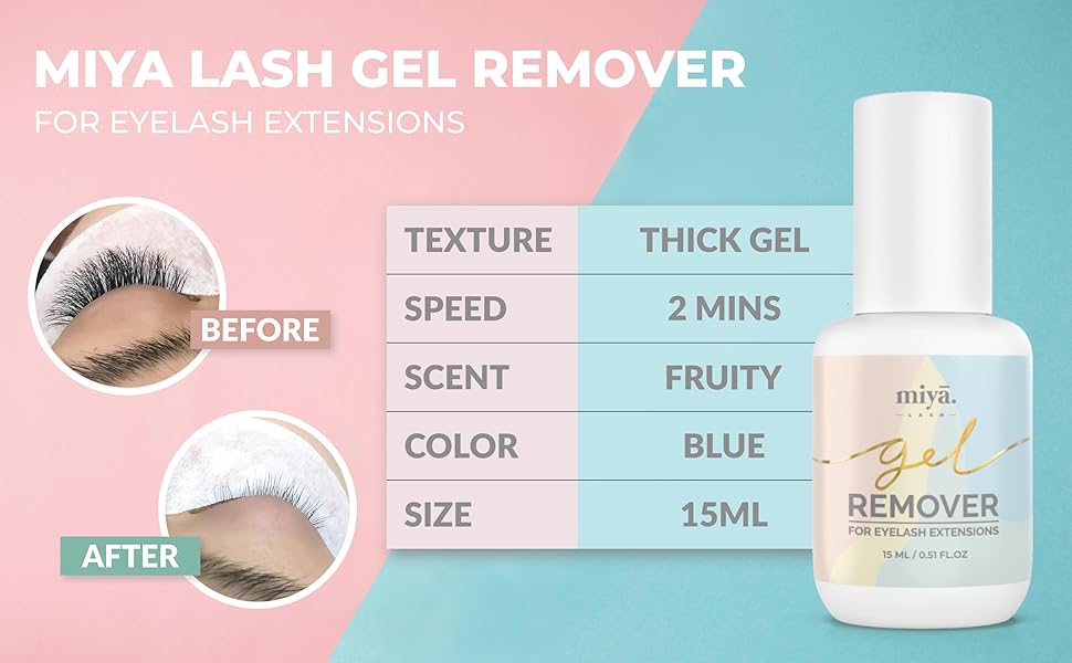 MIYA LASH Professional Eyelash Extension Remover Gel Rapid Formula for dissolving