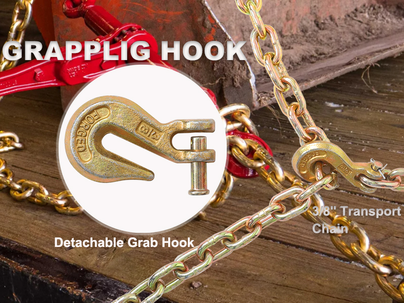 3/8 Inch x 20FT G80 Transport Binder Chain Safety/Binder Chain with Clevis Grab