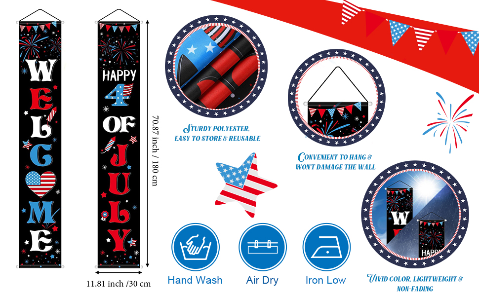 Blulu 2 Pcs 4th/ Fourth of July Banners Decorations for