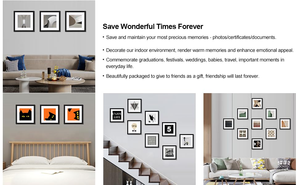 HEART ART 10x10 Picture Frame Set of 9,Display Pictures