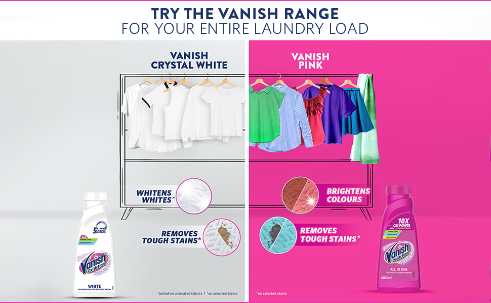 Vanish Crystal White 800 ml, Fabric Whitener Detergent AddOn Liquid