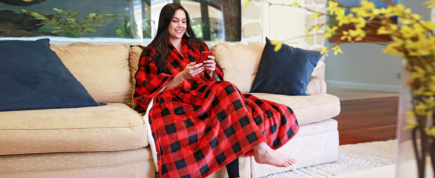 Catalonia Sherpa Wearable Blanket Poncho for Adult Women