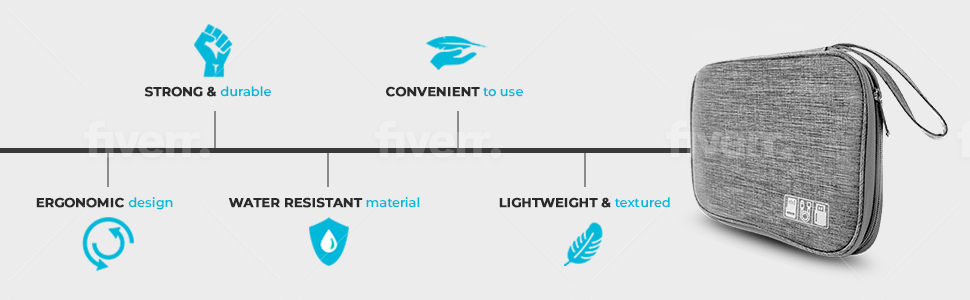 DELA DISCOUNT 9c36aecf-12fa-4f8a-8c52-59137900ee24.__CR0,0,970,300_PT0_SX970_V1___ Toolbay Electronic Cable Organizer Bag - for Charging Cord Storage, Charger, Cables, Small Electronics, SD Card, Cord Storage and Accessory Bag, Grey, Great for Travel and Business  