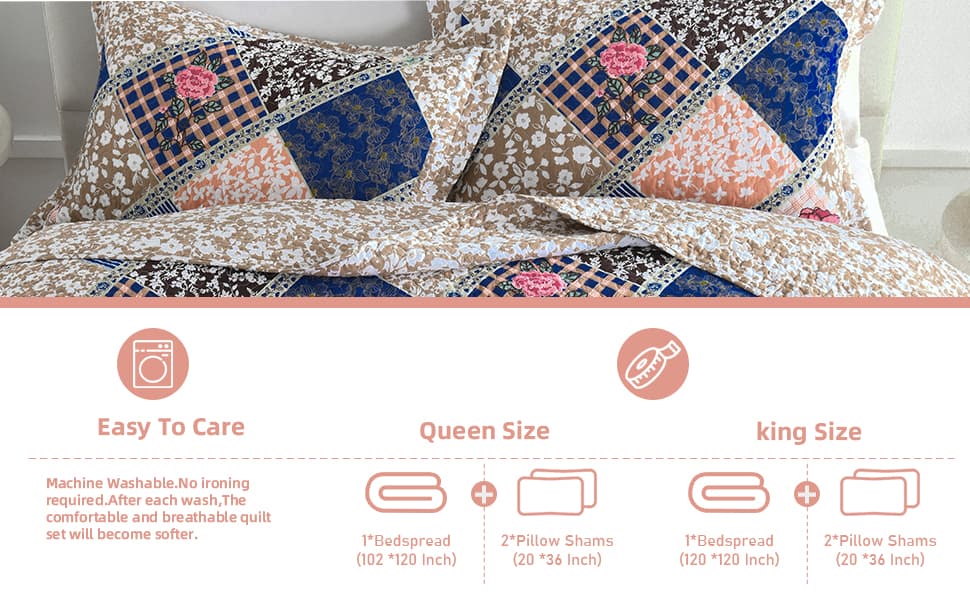 DDUOXIN Floral Oversized Bedspreads King Size 128"x120