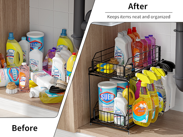 イマンディシュラック Amazon.com: SUEH DESIGN Under Sink Organizer, 2 Tier