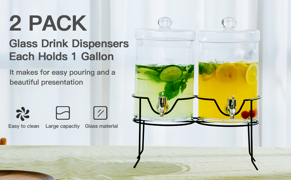2 Pack Drink Dispenser with Stand Beverage Dispenser Each