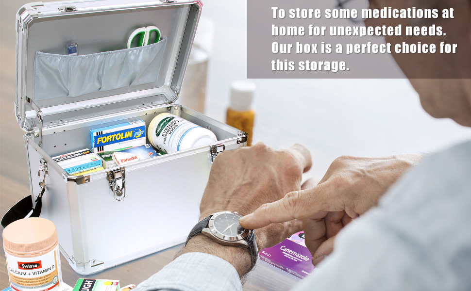 Buyineast Medicine Lock Box with 2 pcs Individual Padlocks Combination