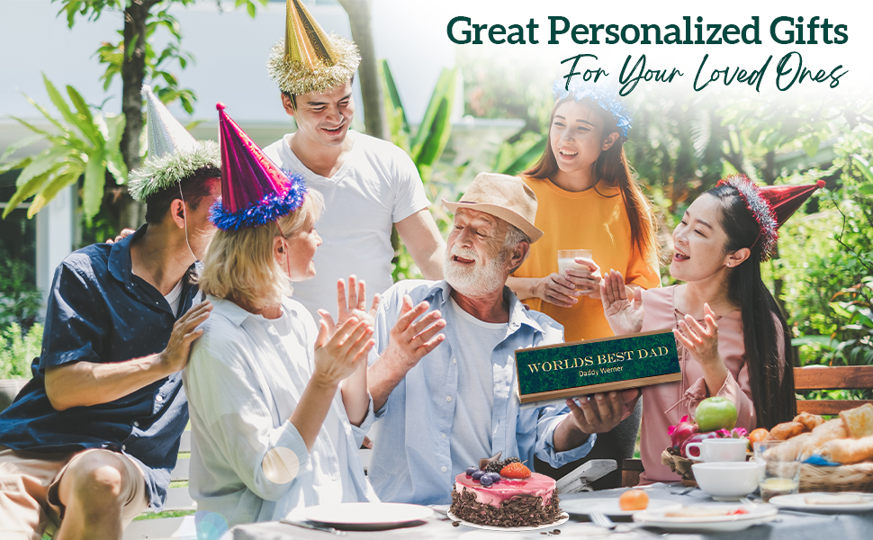 Personalized gift for grandfather grandpa grandma grandmother party personalize name plate tag