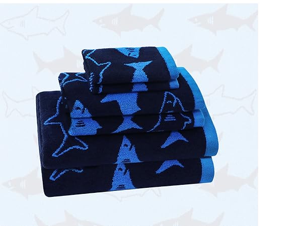 Amazon.com: ORIGINAL KIDS 6 Piece Towel Set - Bath Time Shark