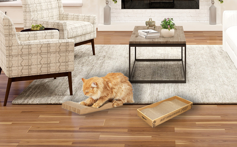 RUBMEOW Cat Scratcher,2pcs Cardboard Cat Scratch Pad Box