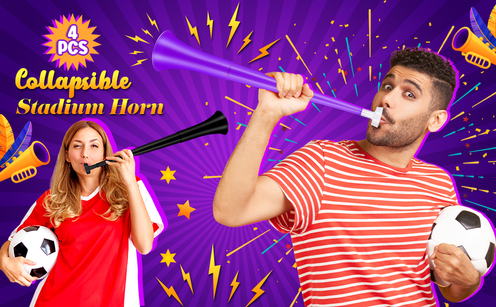 Outus 4 Pieces Collapsible Stadium Horn 24 Inch Vuvuzela