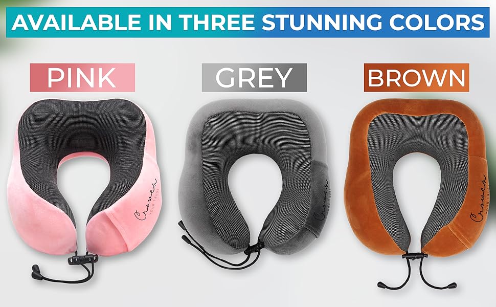 Crowea Travel Pillow 100 Pure Memory Foam Neck Pillow with 360