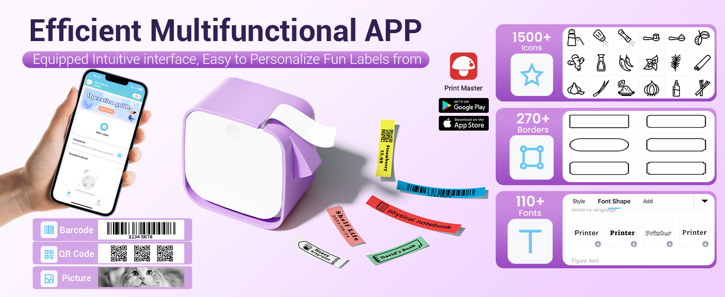 Vixic Label Maker M960, Small Inkless Label Makers Machine with Tape Bluetooth