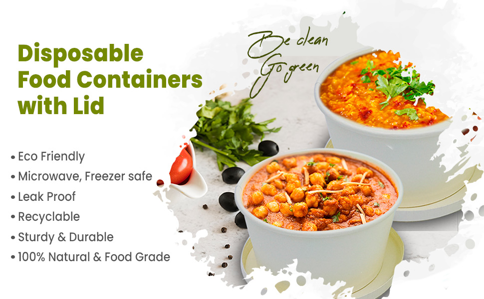 750 ml Paper Disposable container for Food Packaging Microwave safe